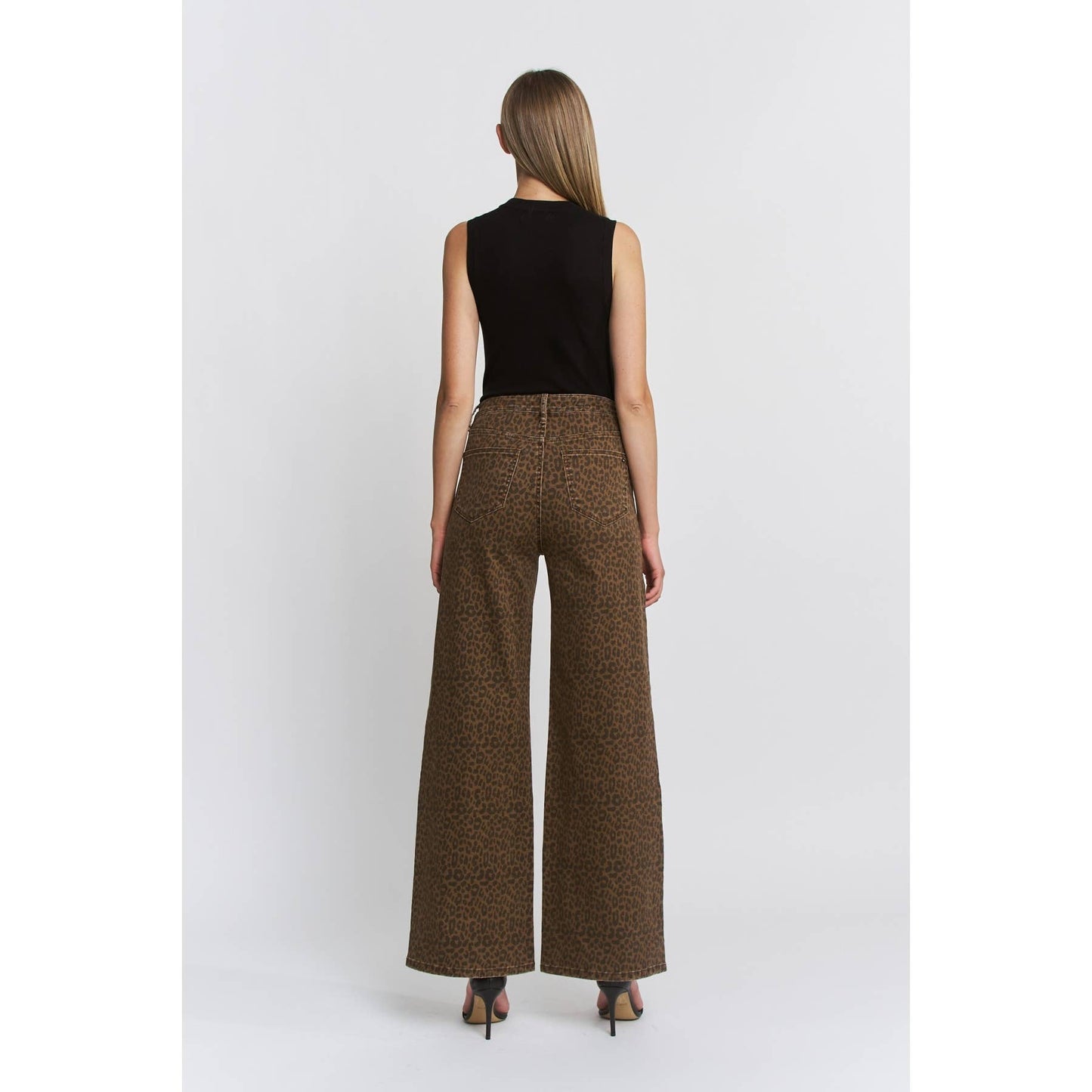 Super High Wide Leg Leopard Jeans