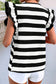 Stripe Flutter Sleeve Round Neck Top