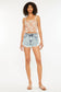 High Rise Fray Hem Denim Shorts