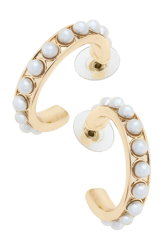 Alice Pearl Hoop Earrings in Ivory