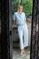 Washed Denim Split Neck Top