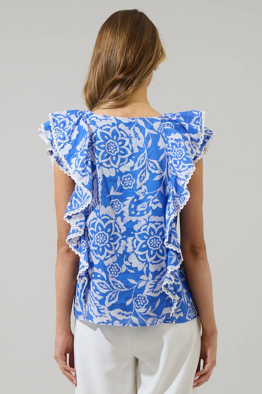 Floral Ziva Ruffle Blouse