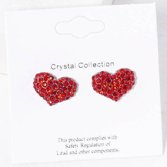 Crystal Pave Heart Stud Earrings