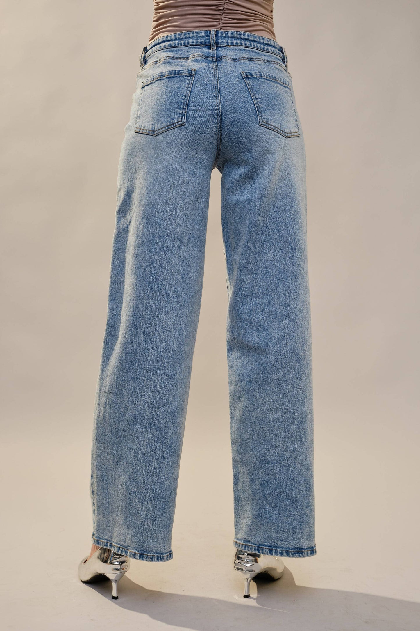 Bow Embellished Straight Leg Jeans