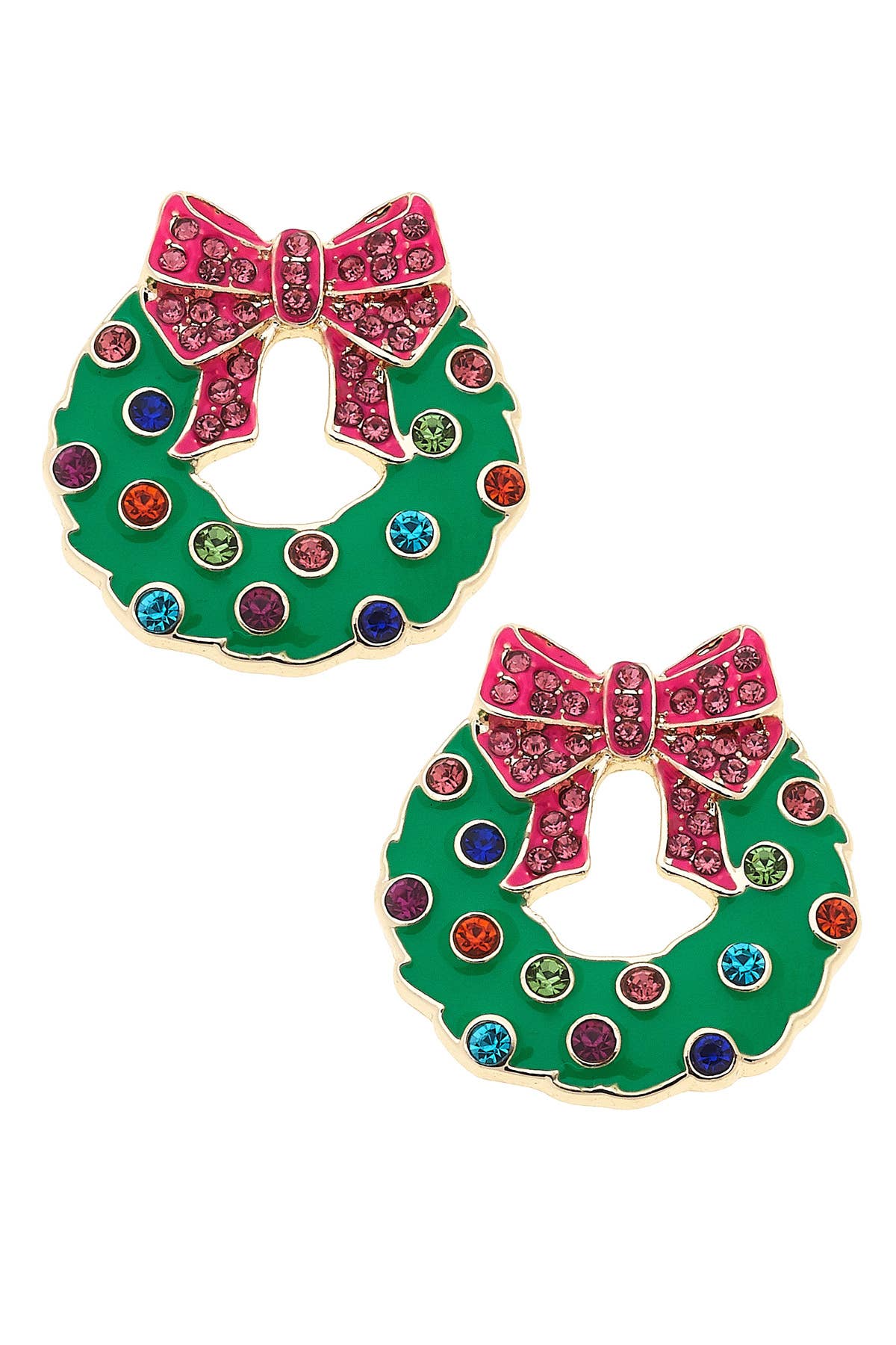 Bejeweled Christmas Wreath Earrings