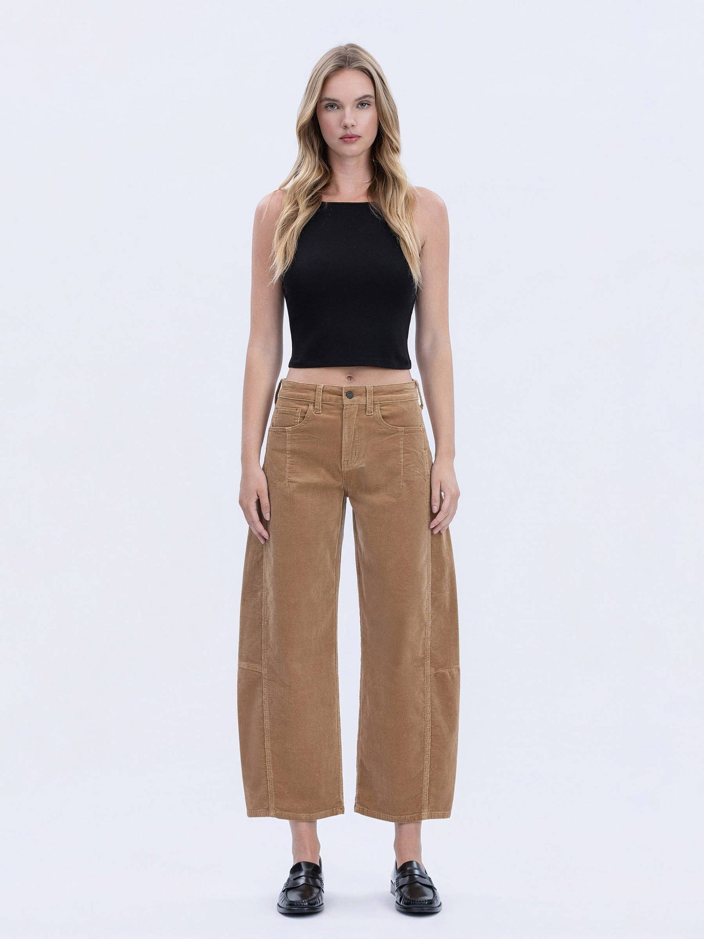 High Rise Corduroy Barrel Jean
