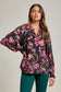 Black Floral Smock Sleeve Top