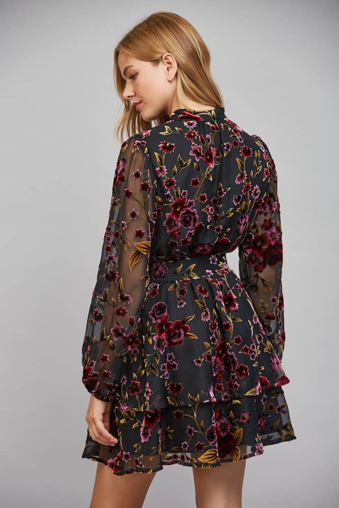 Floral Burnout Button Front Dress