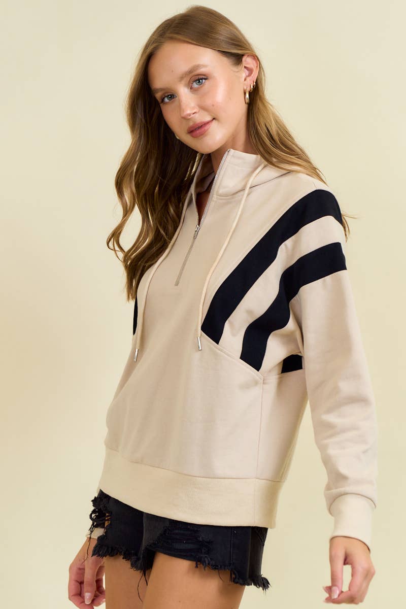 Colorblock Half Zip Up Hoodie Sweatshirt