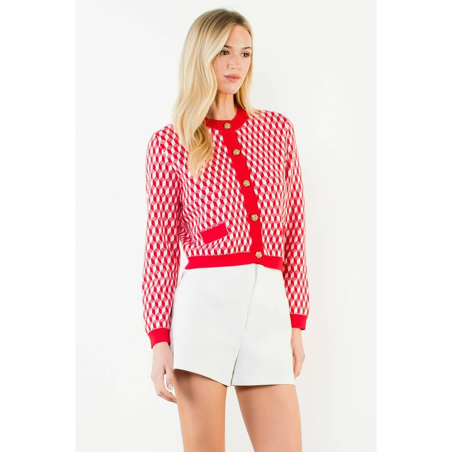 Long Sleeve Geometric Print Cardigan