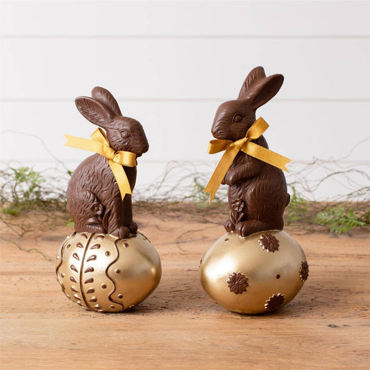 Chocolate Rabbits on Gold Eggs