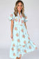 Floral Print V Neck Flutter Maxi Dress