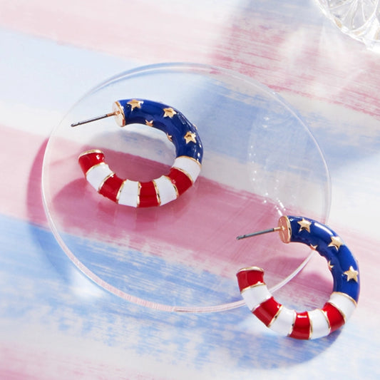 American Flag Enamel Hoop Earring