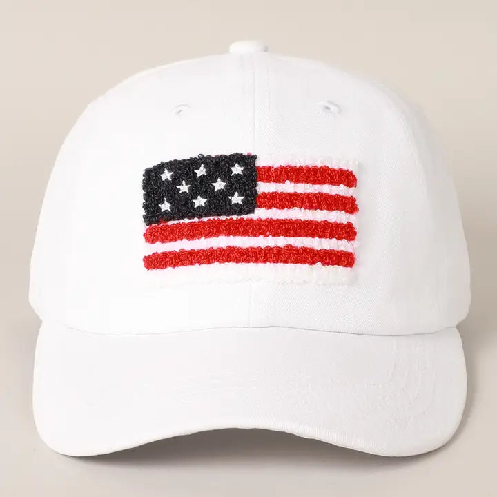 AMERICAN FLAG CHENILLE PATCH HAT