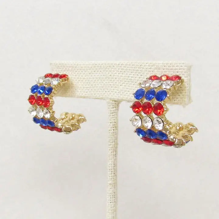 USA Studded Hoop Earring