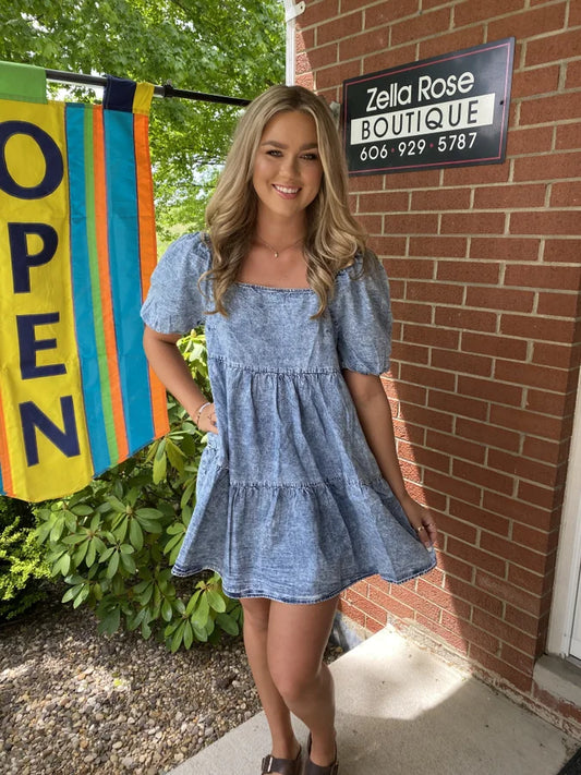 ACID WASH DENIM DRESS