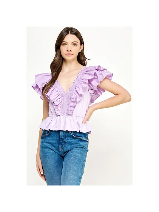 Ruffled Poplin Top