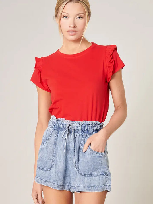 BROOK RUFFLE SHOULDER TOP