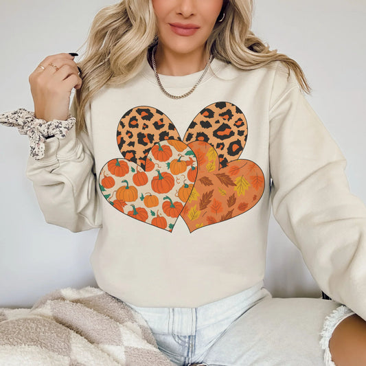 Triple Heart Leopard Fall Sweatshirt